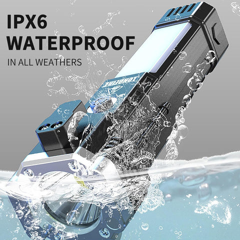 Flashlight And Power Bank , Most Powerful Portable Led Torch, Super Bright, Waterproof Torch Light With Hanging Magnet And Safety Window Breaking Hammer & Seat Belt Cutter For Camping, Hiking, Outdoor Emergency