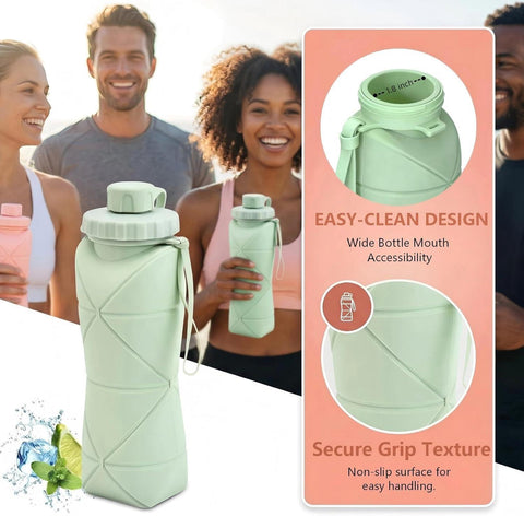 Collapsible Water Bottle Silicone Foldable Water Bottles For Travel Easy To Carry Design