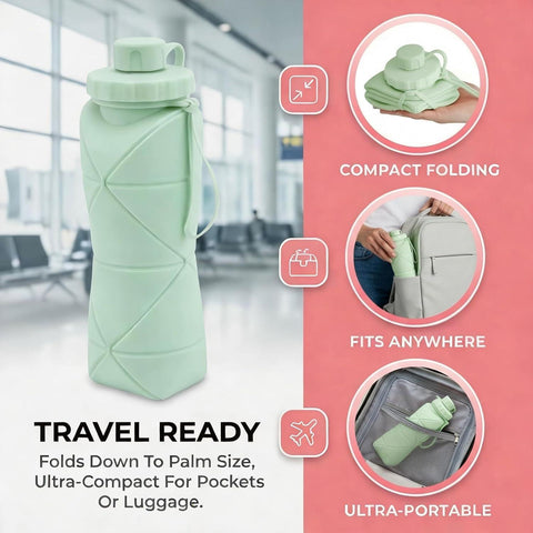 Collapsible Water Bottle Silicone Foldable Water Bottles For Travel Easy To Carry Design