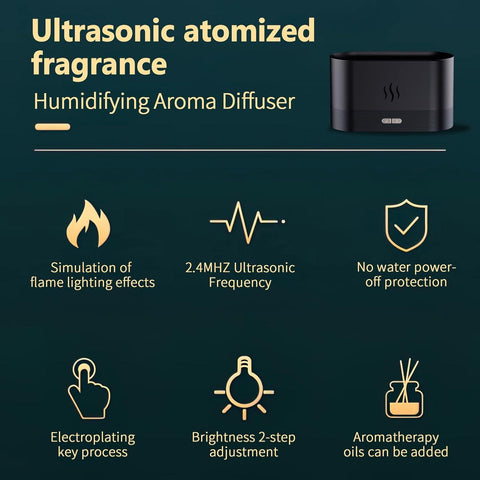 Flame Humidifier And Aroma Diffuser Realistic Flame Effect Portable and Versatile Usage