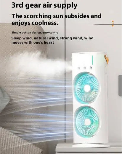 Rechargeable Automatic Rotating Dual Double Spray Mist Fan with Lightening Effects (with Box Packing